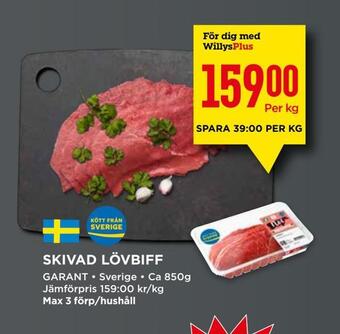 Willys Hemma Skivad lövbiff erbjuda