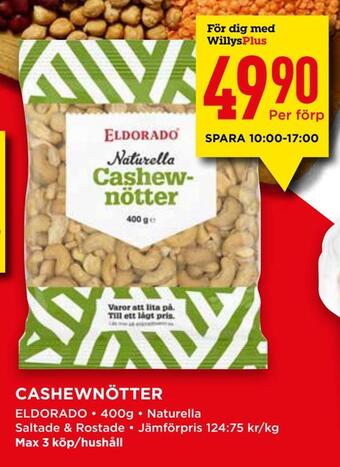 Willys Hemma Cashewnötter erbjuda