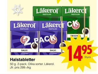 Matöppet Halstabletter erbjuda