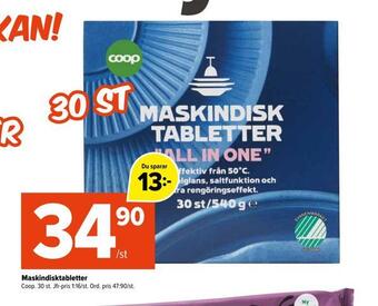 Coop Extra Maskindisktabletter erbjuda
