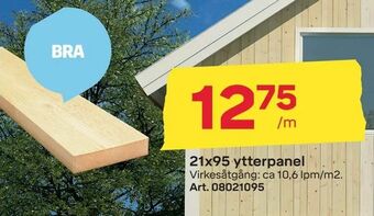 Byggmax 21x95 ytterpanel erbjuda