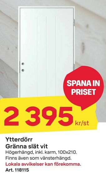 Byggmax Ytterdörr Gränna slät vit erbjuda