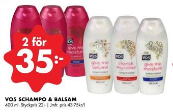 ÖoB Vo5 schampo & balsam erbjuda