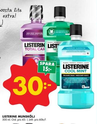 ÖoB Listerine munskölj erbjuda