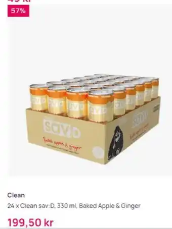 24 x Clean Sav D 330ml, Baked Apple & Ginger