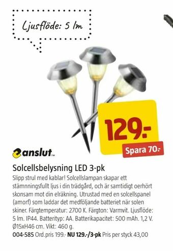 Jula Solcellsbelysning LED 3-pk erbjuda