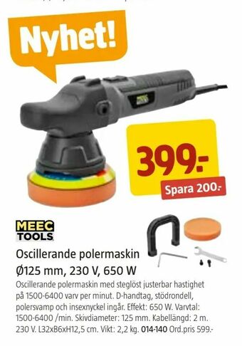 Jula Oscillerande polermaskin Ø125 mm, 230 V, 650 W erbjuda