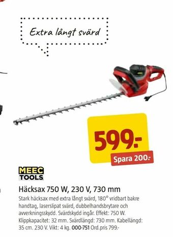 Jula Häcksax 750 W, 230 V, 730 mm erbjuda