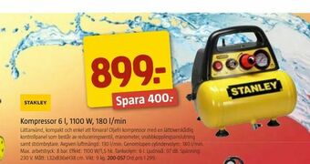 Jula Kompressor 6 l, 1100 W, 180 l/min erbjuda
