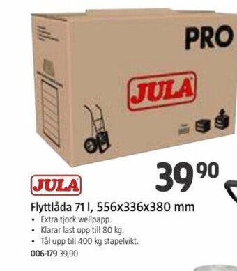 Jula Flyttlåda 71 l, 556x336x380 mm. erbjuda