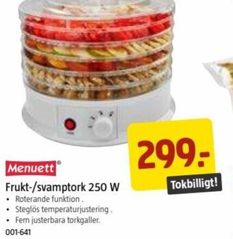 Jula Frukt-/ svamptork 250 W erbjuda