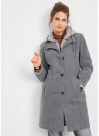 Kort vinterkappa med ylle och 2-i-1-look