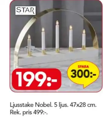 Ljusstake Nobel. 5 Ljus. 47x28cm