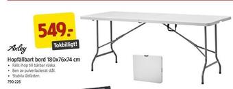 Jula Hopfällbart bord 180x76x74 cm erbjuda