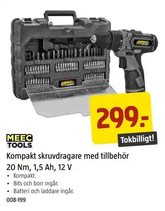 Jula Kompakt skruvdragare med tillbehör 20 nm, 1,5 ah, 12 v erbjuda