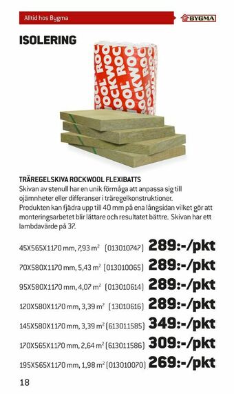 Bygma Rockwool Isolering bats erbjuda