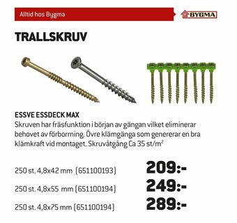 Bygma ESSVE Ankarskruv erbjuda