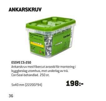 Bygma ESSVE Ankarskruv erbjuda