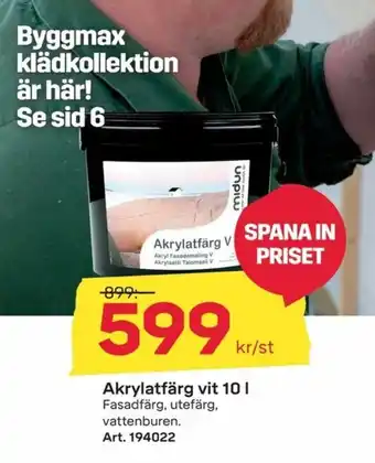 Byggmax Midun Akrylatfärg vit 10 l erbjuda