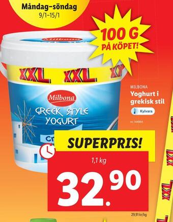 Lidl Yoghurt i grekisk stil erbjuda