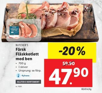 Lidl Färsk fläskkotlett med ben erbjuda