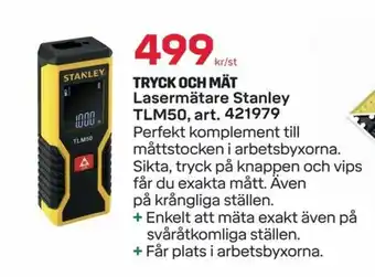 Byggmax Stanley Tryck Och Mät Lasermätare TLM50 erbjuda