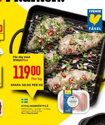 Willys Kronfågel kycklingbröstfilé erbjuda