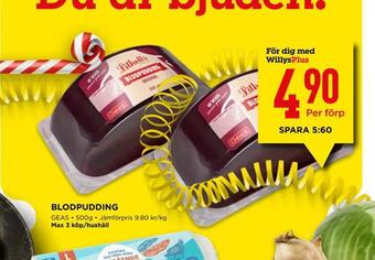Willys Blodpudding erbjuda