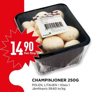 Willys Champinjoner 250g erbjuda