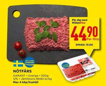 Willys Nötfärs erbjuda