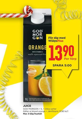 Willys Hemma Juice erbjuda