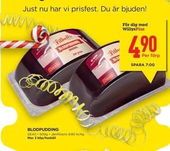 Willys Hemma Blodpudding erbjuda