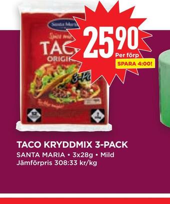 Willys Hemma Taco kryddmix 3-pack erbjuda