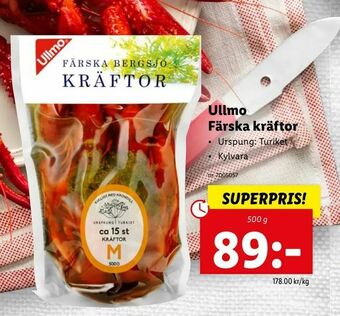 Lidl Ullmo. Färska kräftor erbjuda