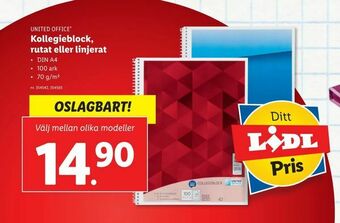 Lidl Kollegieblock, rutat eller linjerat erbjuda