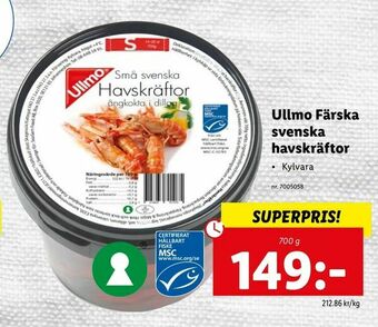 Lidl Ullmo Färska svenska havskräftor erbjuda