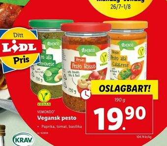 Lidl Vegansk pesto erbjuda
