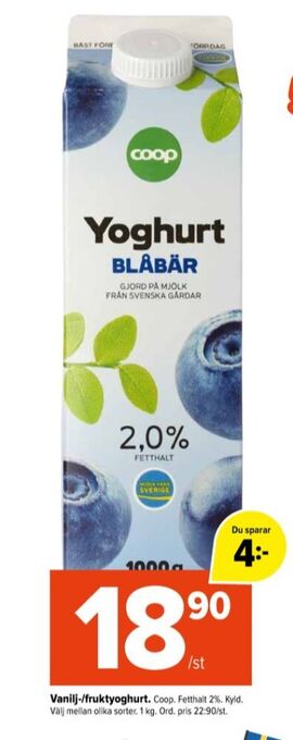 Coop Extra Coop yoghurt erbjuda