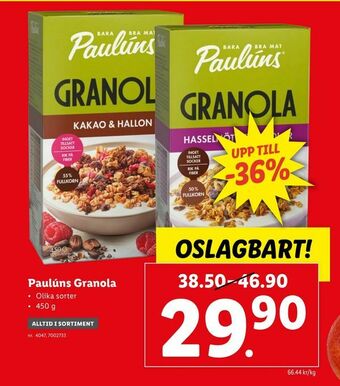 Lidl Paulúns Granola erbjuda