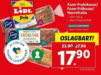 Lidl Fazer Fruktkusar/ Fazer Frökusar/ Havrefralla erbjuda