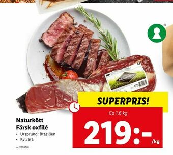 Lidl Naturkött Färsk oxfilé erbjuda