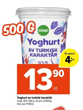 Coop Extra Yoghurt av turkisk karaktär erbjuda