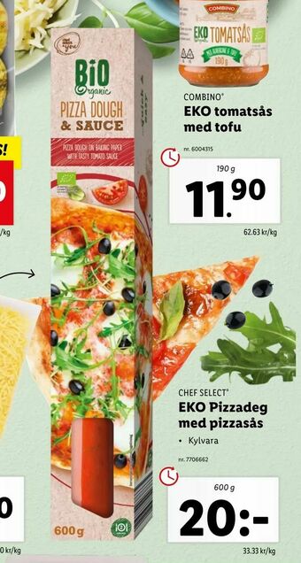 Lidl EKO Pizzadeg med pizzasås erbjuda