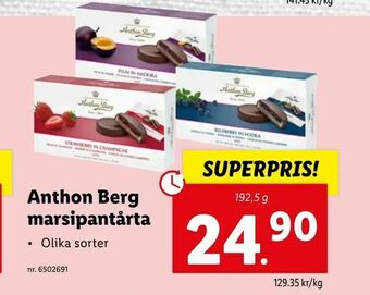 Lidl Anthon Berg marsipantårta erbjuda