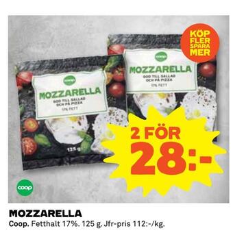 Coop Extra Mozzarella erbjuda