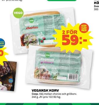 Stora Coop Vegansk korv erbjuda