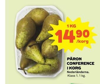 Stora Coop Päron conference i korg erbjuda