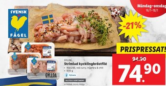 Lidl Gyllda Strimlad kycklingbröstfilé erbjuda