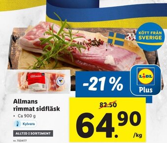 Lidl Allmans Rimmat Sidfläsk erbjuda