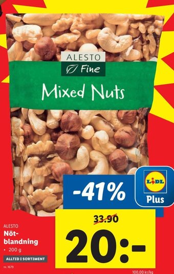 Lidl Alesto Nötblandning erbjuda